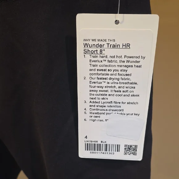 Lululemon Women's High-Waist Black Athletic Shorts Wunder Train HR Short 8" - Picture 2 of 3